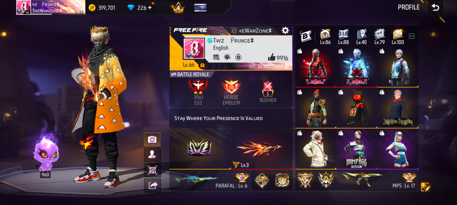 Free Fire Level 66 Premium Gaming ID